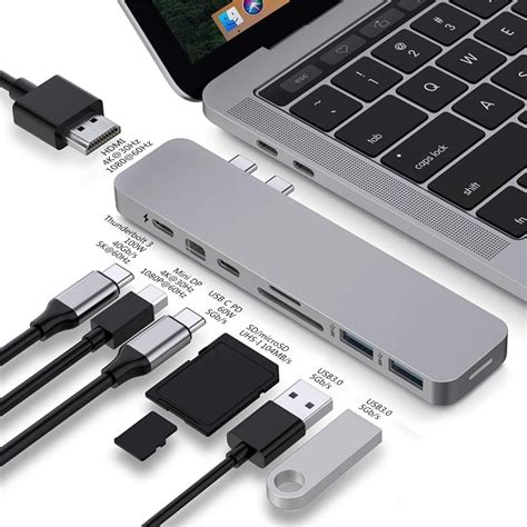 HyperDrive Mac USB C Hub Adapter, Sanho USB Type C Multi-port Hub MacBook Pro 2020 2019-2016 ...