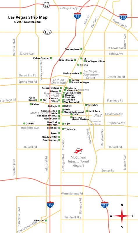 Las Vegas Strip Map - City Sightseeing Tours