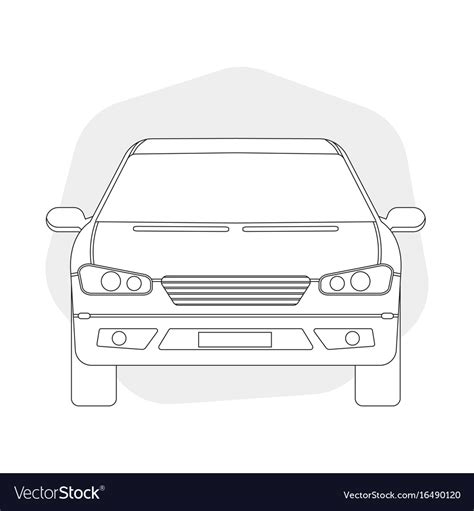 Front view line outline car Royalty Free Vector Image