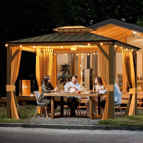 EROMMY 10'x12' Hardtop Gazebo, Outdoor Gazebo Canopy, Acrylic & Galvan – Erommy