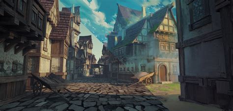 ArtStation - Environment concept art with 3d (Medieval town) | Tutorials