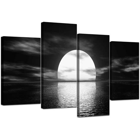 Black and White Canvas - Ocean Sunset Canvas Wall Art