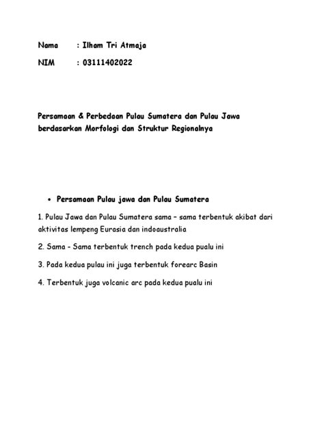 Perbedaan Pulau Jawa Dan Sumatera | PDF