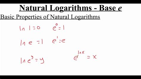 3.3.3 Natural Logarithms - Base e - YouTube