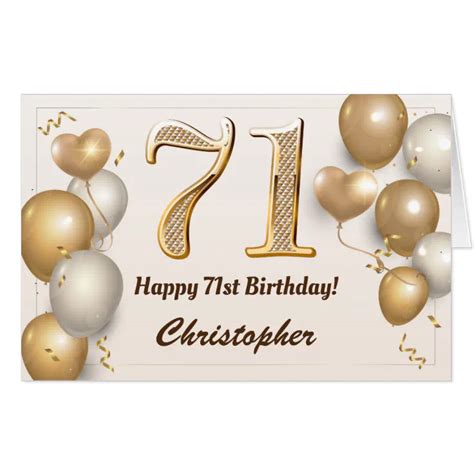 71st Birthday Gold Balloons Confetti Extra Large Card | Zazzle