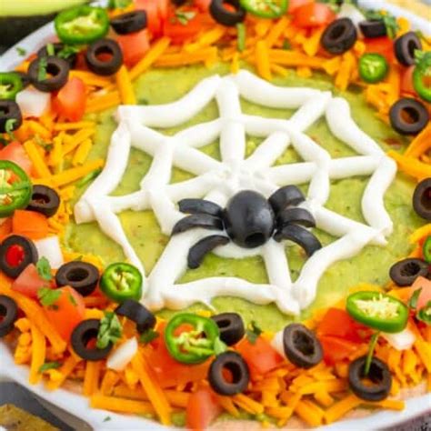 Easy Layered Halloween Taco Dip - Little Sunny Kitchen