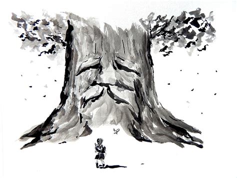 The Great Deku Tree #2 in Sumi-e by KnappInk on DeviantArt