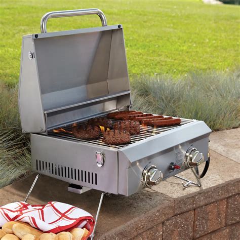 OUTDOOR PORTABLE STAINLESS STEEL 2 BURNERS GAS BBQ GRILL WITH COVER 20,000 BTU | eBay