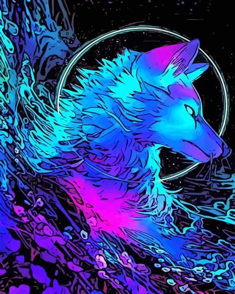 Neon Wolf Art Paint By Numbers - Numeral Paint Kit