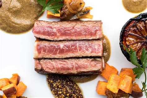 Wagyu Ribeye Steaks w/ Onion Puree & Sweet Potato - Marx Foods Blog