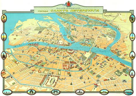 Illustrated map of St Petersburg, Russia in early 1910s | Petersburg, St petersburg, Vintage ...