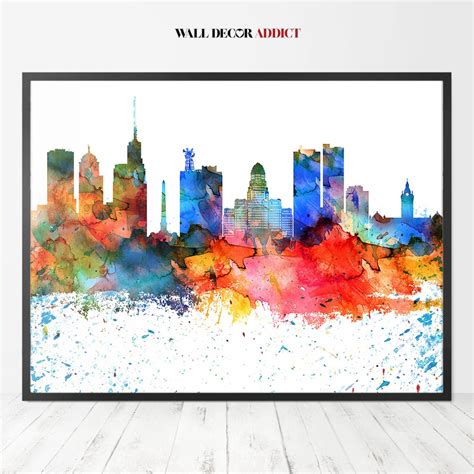 Buffalo Print, Buffalo Skyline Poster, Buffalo Wall Art, Home Decor, Travel Gift ...