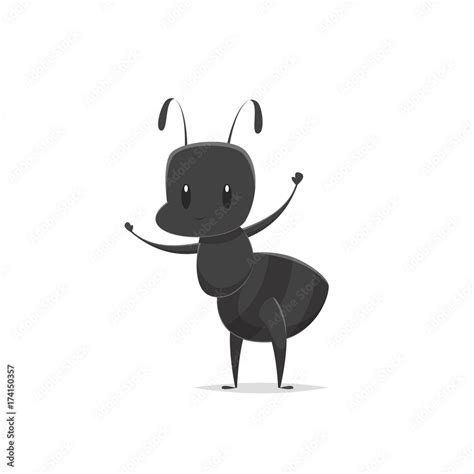 Cute cartoon black ant vector Stock Vector | Adobe Stock