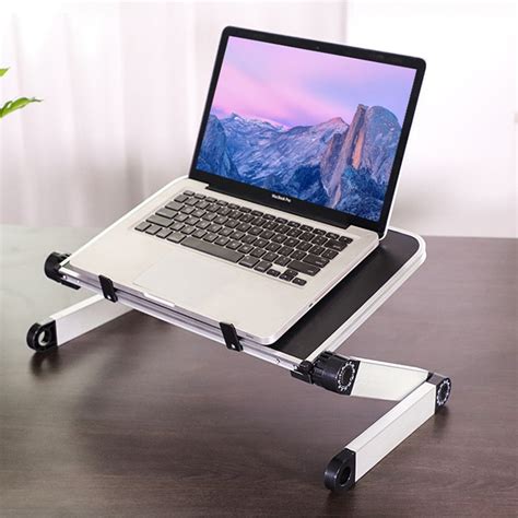 Aluminum Alloy Laptop Portable Foldable Adjustable Laptop Desk Computer Table Stand Tray ...