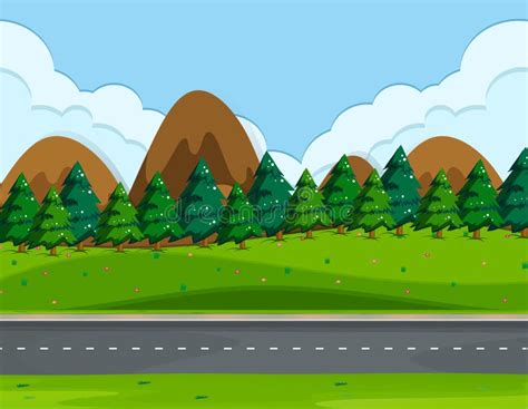 A beautiful nature road stock illustration. Illustration of cloud ...