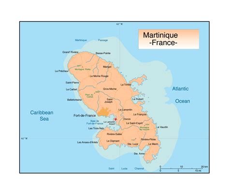 Political map of Martinique with cities, roads and airports | Martinique | North America ...