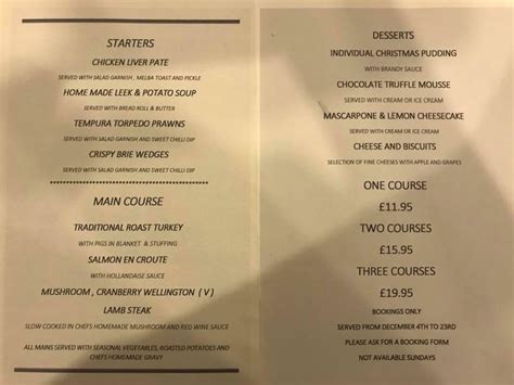 Menu at Crown & Anchor pub & bar, North Thoresby