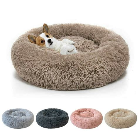 Cat Dog Beds, Donut Plush Pet Bedding Winter Warm Sleeping Round Fluffy ...