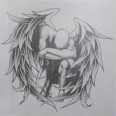 Fallen Angel Pencil Drawing