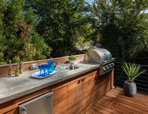 Outdoor Kitchen with Concrete Countertops - Contemporary - Deck - Atlanta - by Boyce Design and ...