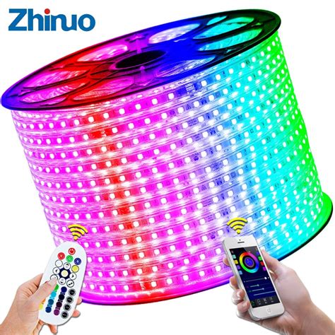 RGB LED Strip Flexible Lights SMD5050 Waterproof AC220V 230V 240V Neon Light Remote Control ...