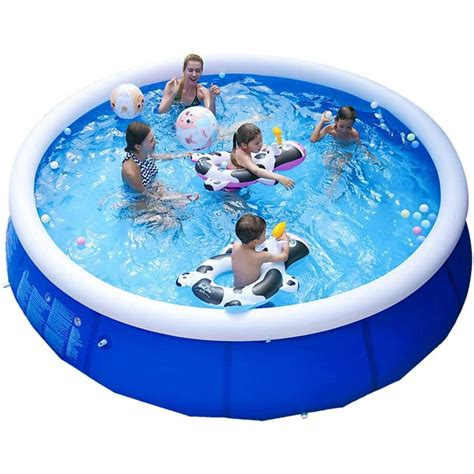 Inflatable Swimming Pools for Kids - Quick Set Round Swimming Pool Above Ground, Outdoor, Yard ...