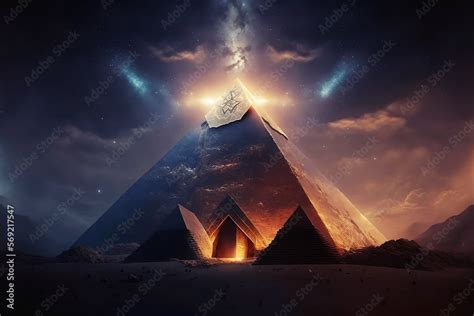 Ancient pyramid in futuristic style glowing Stock Illustration | Adobe ...