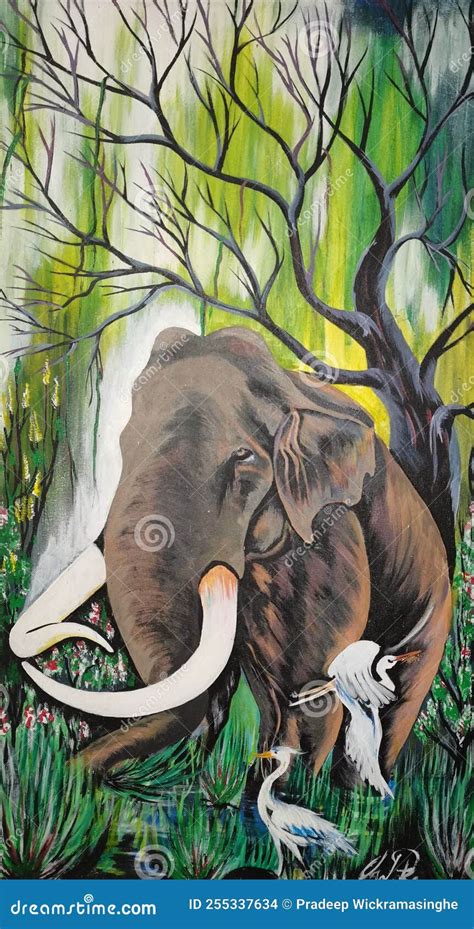 Sri Lankan Wild Elephant in Jungle. Stock Illustration - Illustration ...