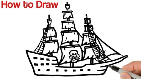 Pirate Ship Drawing For Kids - deamory-otrasadicciones