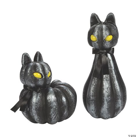 Pumpkin Black Cat Light-Up Halloween Decorations | Oriental Trading