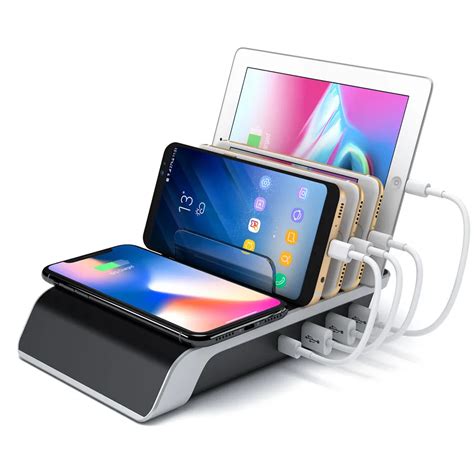 Wireless Charger Dock For iPhone iPad Samsung Fast Charger Stand 2.4A with Type c Charger ...