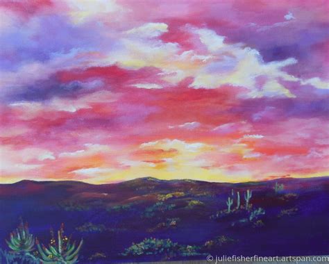 Landscape Acrylic Paintings: Red Sky by Julie Fisher's Fine Art