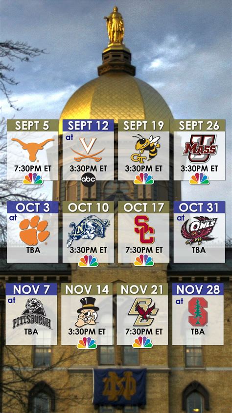 Notre Dame Schedule Wallpaper for Phone : r/notredame