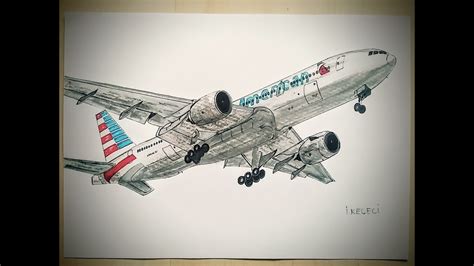 SPEED DRAWING,Boeing 777-223 American Airlines - YouTube