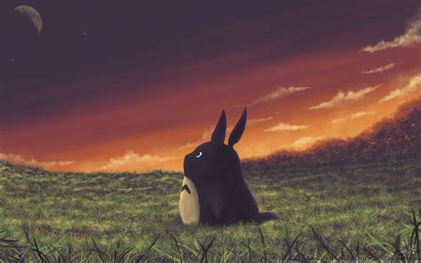 Totoro Sunset Silhouette HD Wallpaper