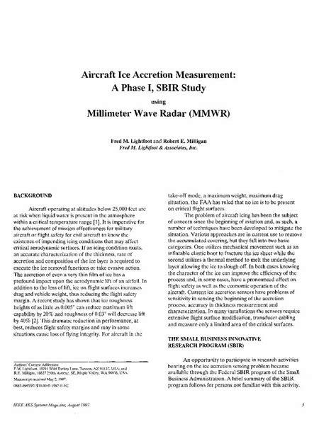 (PDF) Aircraft ice accretion measurement: a Phase I, SBIR study using ...