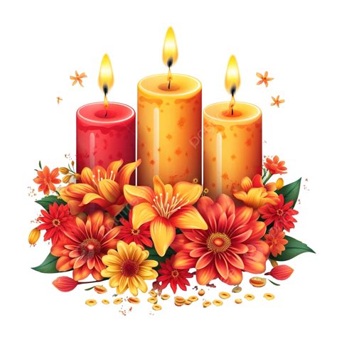 Happy Diwali Greeting Card Decorated With Candles And Flowers, Diwali Lights, Diwali Mandala ...