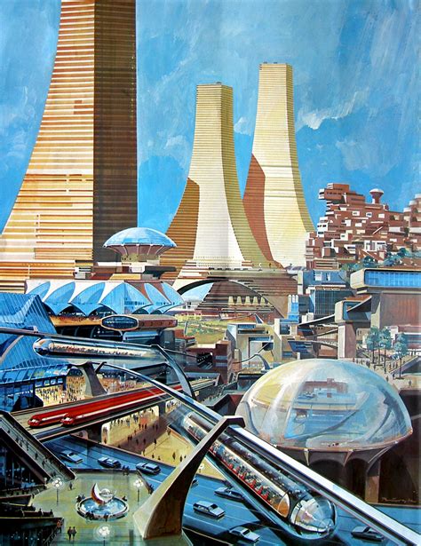 Klaus Bürgl - Skyscrapers of the Future (1968) | Retro futurism, Sci fi art, Retro futuristic