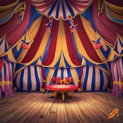 Realistic interior of a circus tent in disney style on Craiyon