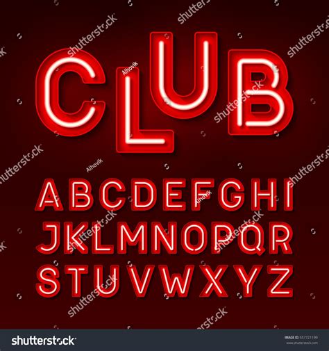 Night club neon font, Broadway style vintage typeface vector ...