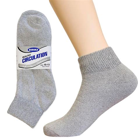 3 Pair Diabetic Ankle Circulatory Socks Health Support Men Loose Fit Grey 10-13 | eBay