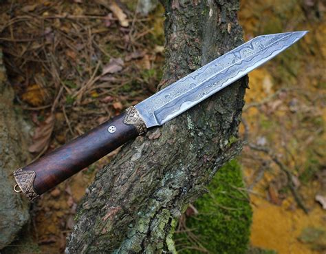 HJÖRTUR Viking Seax Knife Damask Damast Damasteel Sax Scramasax Vikings Norse Pagan Medieval ...