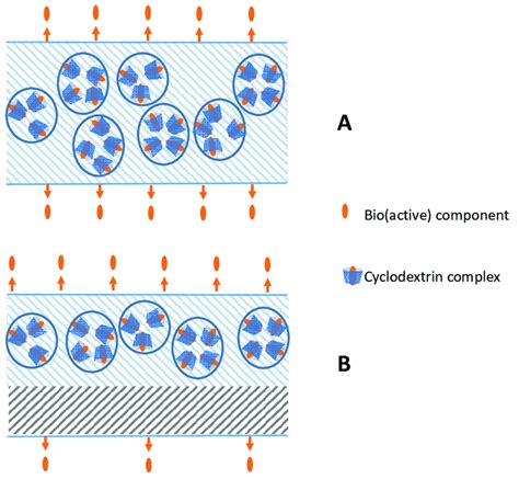 Cyclodextrin complexes are embedded into: (A) a polymer or (B) a... | Download Scientific Diagram