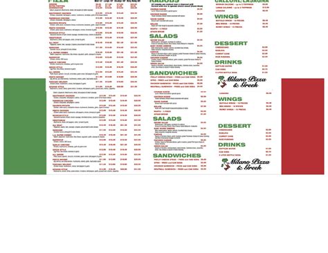 Milano Pizza: Milano Pizza Menu