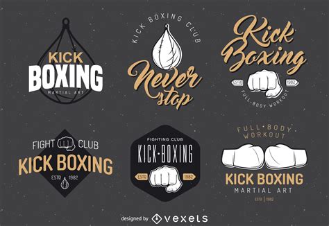 Kick-boxing Logo Template Set Vector Download