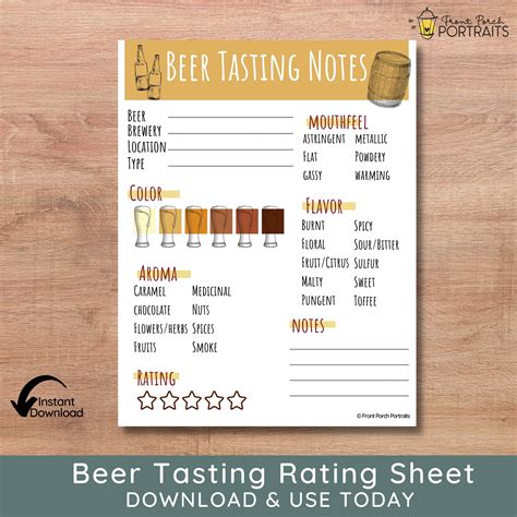 Beer Tasting Notes Template