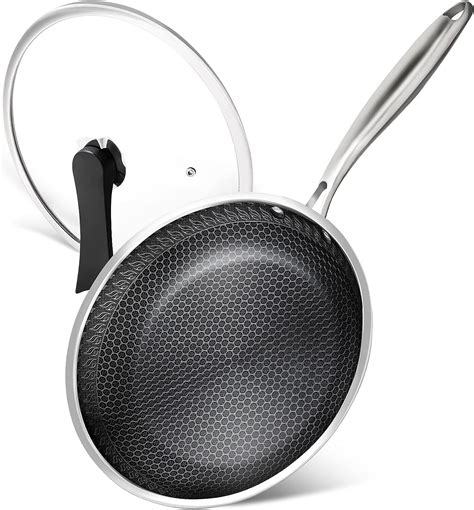 Buy MICHELANGELO Stainless Steel Frying Pan with Lid, Triply Stainless Steel 8 Inch Frying Pan ...