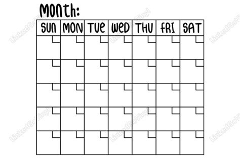 Monthly Blank Calendar Organizer Free SVG Cut File - LinkedGo Vinyl