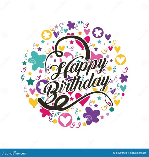 Happy birthday card stock illustration. Illustration of heart - 83004421