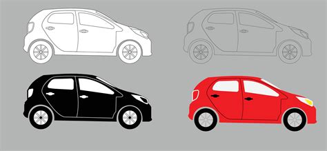 Illustration Vector of flat design car,silhouette car,outline car ...